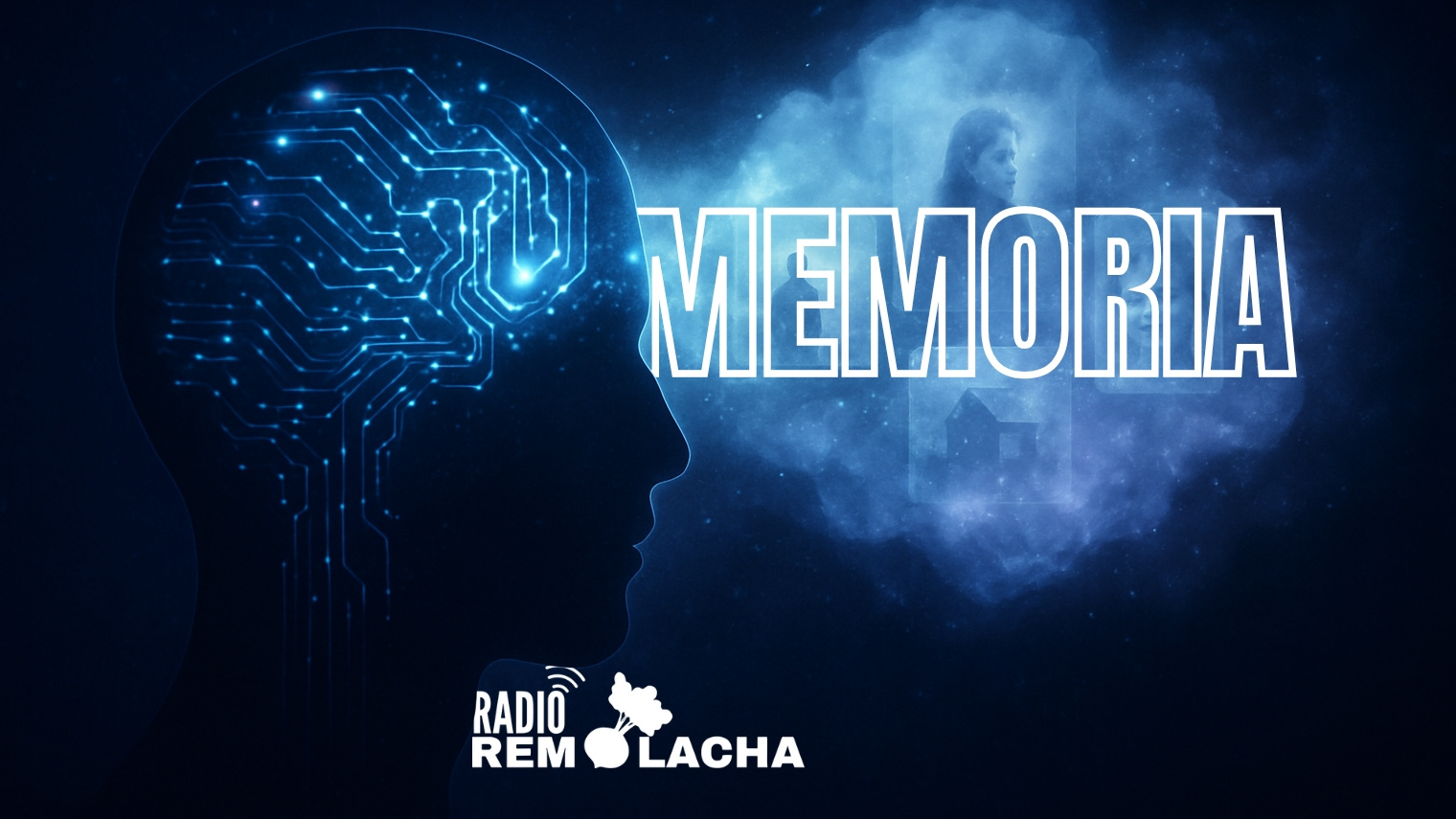 Se observa un cerebro mezclado con circuitos digitales y una nube que hace alusión a los recuerdos