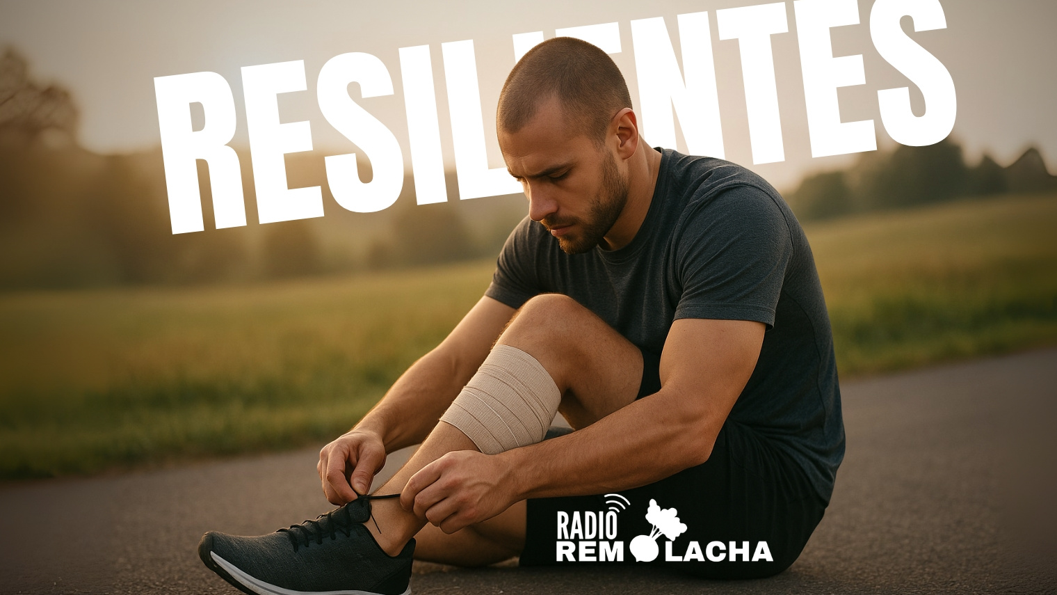 Se observa a un deportista que se prepara para volver a correr, se le ve un vendaje de alguna caída previa