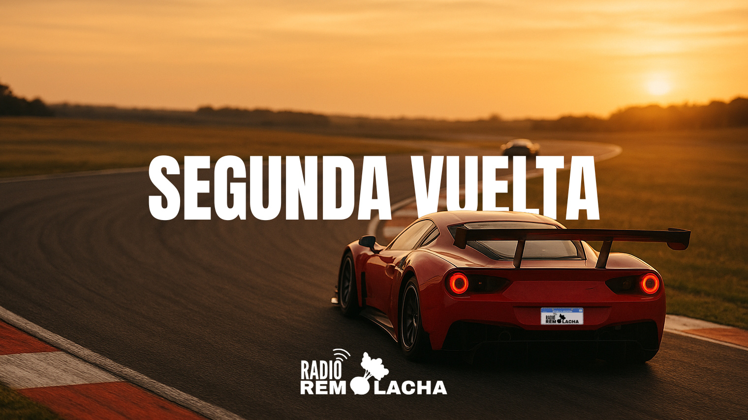Se observa una preciosa Ferrari roja dando la segunda vuelta de su carrera
